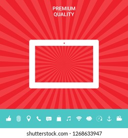 Computer tablet with blank screen, icon. Graphic elements for your design