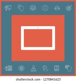 Computer tablet with blank screen, icon. Graphic elements for your design