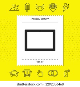 Computer tablet with blank screen, icon. Graphic elements for your design