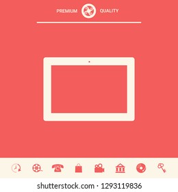 Computer tablet with blank screen, icon. Graphic elements for your design