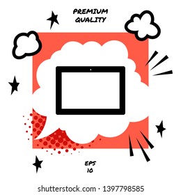 Computer tablet with blank screen, icon. Element for your design
