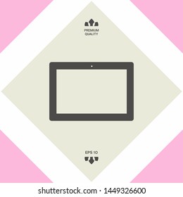 Computer tablet with blank screen, icon. Graphic elements for your design