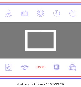 Computer tablet with blank screen, icon. Graphic elements for your design