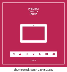 Computer tablet with blank screen, icon. Graphic elements for your design