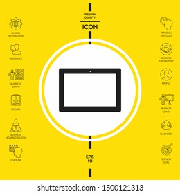 Computer tablet with blank screen, icon. Graphic elements for your design