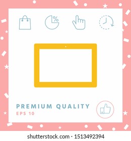 Computer tablet with blank screen, icon. Graphic elements for your design