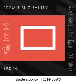 Computer tablet with blank screen, icon. Graphic elements for your design