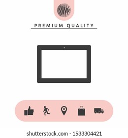 Computer tablet with blank screen, icon. Graphic elements for your design