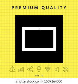 Computer tablet with blank screen, icon. Graphic elements for your design