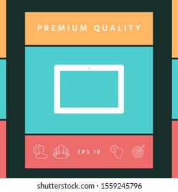 Computer tablet with blank screen, icon. Graphic elements for your design