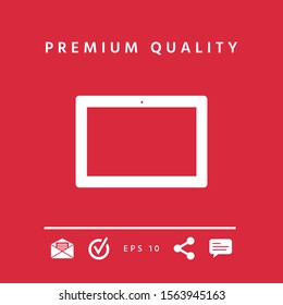 Computer tablet with blank screen, icon. Graphic elements for your design