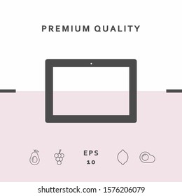 Computer tablet with blank screen, icon. Graphic elements for your design