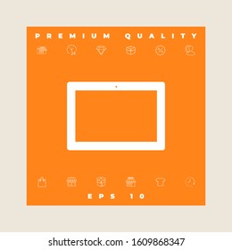 Computer tablet with blank screen, icon. Graphic elements for your design