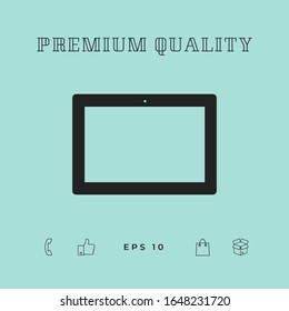 Computer tablet with blank screen, icon. Graphic elements for your design