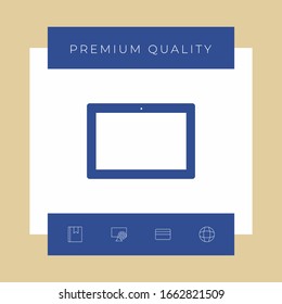 Computer tablet with blank screen, icon. Graphic elements for your design