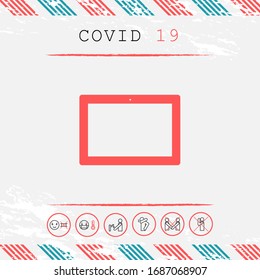 Computer tablet with blank screen, icon. Graphic elements for your design