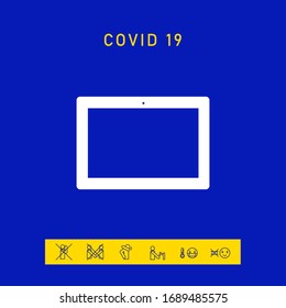 Computer tablet with blank screen, icon. Graphic elements for your design