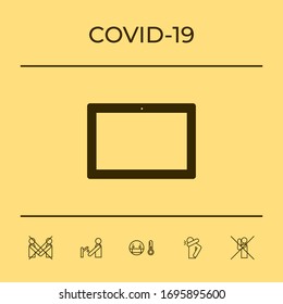 Computer tablet with blank screen, icon. Graphic elements for your design