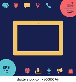 Computer tablet with blank screen, icon