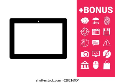 Computer tablet with blank screen, icon