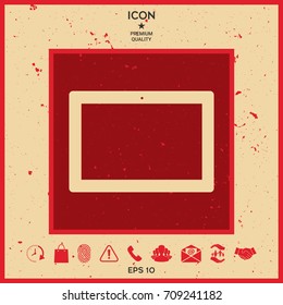 Computer tablet with blank screen, icon