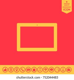 Computer tablet with blank screen, icon