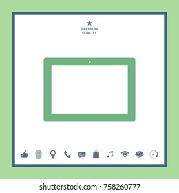 Computer tablet with blank screen, icon