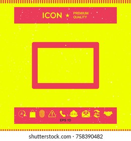 Computer tablet with blank screen, icon