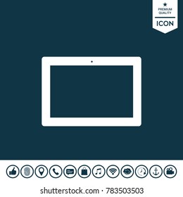 Computer tablet with blank screen, icon