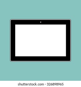 Computer tablet with blank white screen on green background.  Illustration Similar To  iPad.