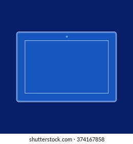 Computer tablet with blank white screen on blue background. Illustration Similar To iPad.