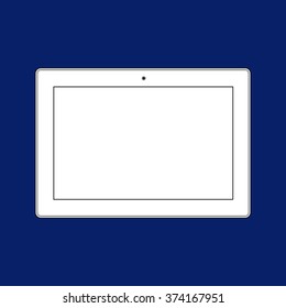 Computer tablet with blank white screen on blue background. Illustration Similar To iPad.