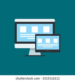 computer tablet blue screen laptop icon in flat style isolated. Vector Symbol illustration.