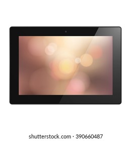 Computer tablet with bokeh background on screen. Illustration Similar To iPad.