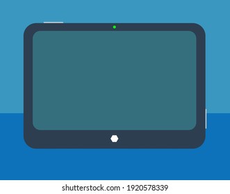 Computer Tablet Icon on Blue Background