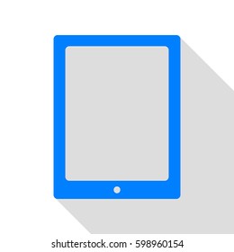 Computer tablet icon. Vector. Azure icon with flat style shadow path on white background.