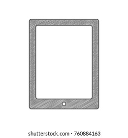Computer tablet icon. Vector. Shaded gray icon on white background. Isolated.