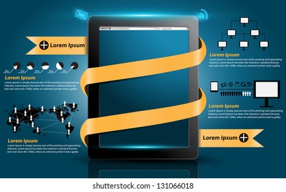 Computer Tablet and Information technology Graphics, Vector illustration modern template design
