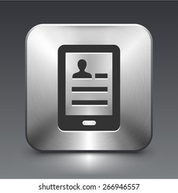 Computer Tablet on Silver Square Button