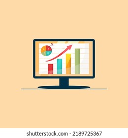 computer tablet pc with graph vector illsutration