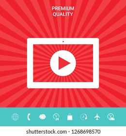 Computer tablet with play button icon. Graphic elements for your design