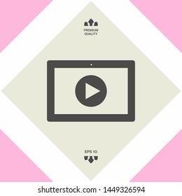 Computer tablet with play button icon. Graphic elements for your design