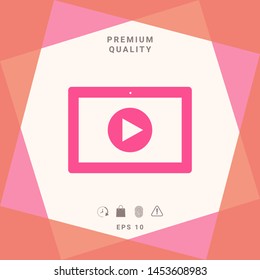 Computer tablet with play button icon. Graphic elements for your design