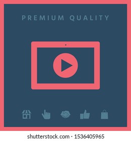 Computer tablet with play button icon. Graphic elements for your design