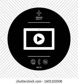 Computer tablet with play button icon. Graphic elements for your design