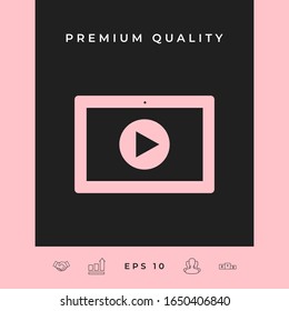 Computer tablet with play button icon. Graphic elements for your design