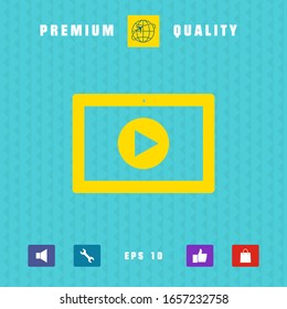 Computer tablet with play button icon. Graphic elements for your design