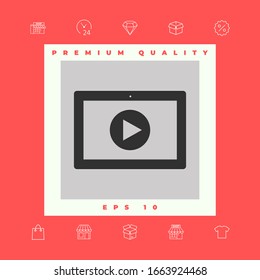 Computer tablet with play button icon. Graphic elements for your design