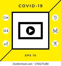 Computer tablet with play button icon. Graphic elements for your design