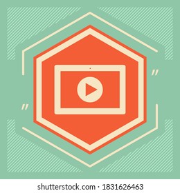 Computer tablet with play button icon. Graphic elements for your design